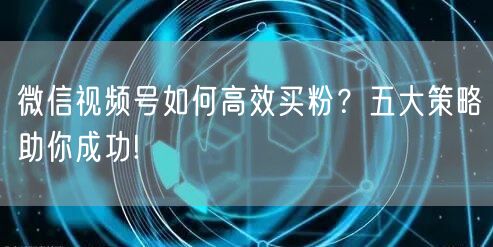 微信视频号如何高效买粉？五大策略助你成功!